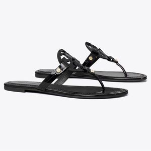 Tory Burch Miller Sandals Black Patent Calf Size Women’s 8.5